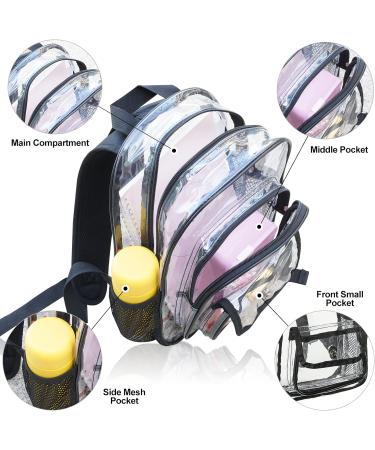 Small Clear Backpack Stadium Approved Heavy Duty Clear Mini Backpack Transparent Book bag for Concert Work Sport Games Festival - Buy Online on GoSupps.com