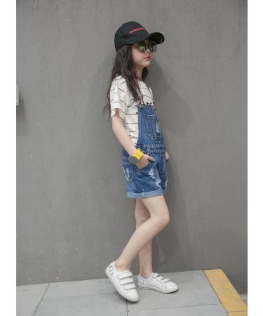 KidscOOL SPACE Little Girl Big Ripped Denim Shortalls, Light Blue, Size 14-15 Years - 2055 - Buy Online on GoSupps.com