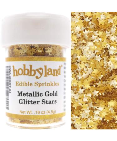 Hobbyland Edible Sprinkles (Metallic Gold Glitter Stars, 4.5g)