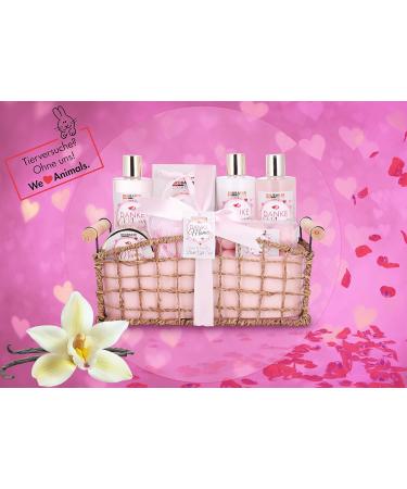 Brubaker Cosmetics XXL Bath & Shower Set - Thanks Mama Gift Set with Roses & Vanilla Fragrance - Perfect Mother's Day Gift in Decorative Pink Basket - Buy Online on GoSupps.com