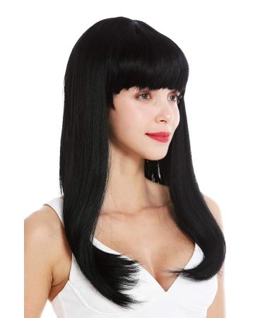 WIG ME UP MA116-1 Women's Long Straight Black Wig with Bangs - Retro 50s Style eCommerce Shipping Worldwide - Buy Online on GoSupps.com