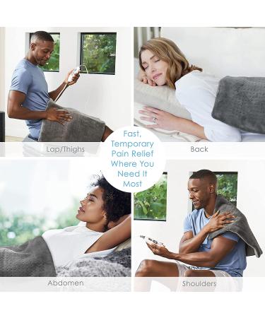 Pure Enrichment PureRelief XXL Electric Heating Pad - 20x24 - 6 Heat Settings - Machine Washable - Soft Microplush - 2-Hour Auto Shut-Off - Gray - Buy Online on GoSupps.com