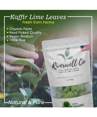 Organic Dried Kaffir Lime Leaves - California Grown | 28g (1 Ounce) Pack | Used in South-Asian and Thai Cuisine for Soups and Herbal Benefits - Buy Online on GoSupps.com