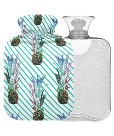 Naanle striped pineapple heat bottle with reference transparent hot water bottle 1l heat bottle for bed handfoot heat pain relief heat and cold therapy