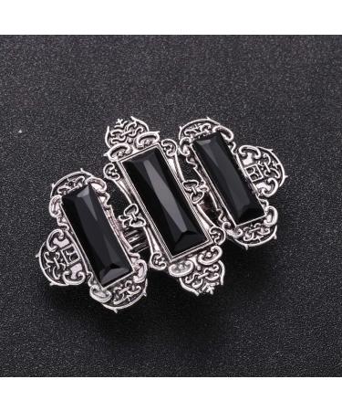 Minkissy Retro Hair Clip Metal Rhinestone Hairpin Celtic Hair Clips Viking Hair Accessories for Women Girls (Silver and Black) - Buy Online on GoSupps.com