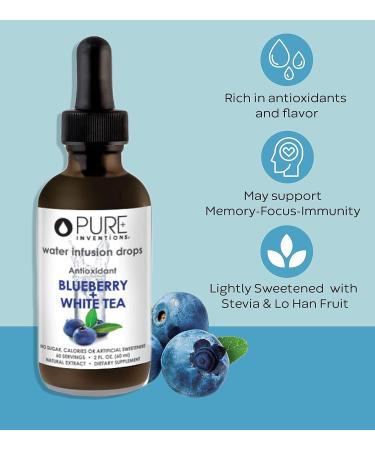 Pure Inventions Blueberry & White Tea Infusion Drops - 60 Servings, 2oz - No Sugar or Artificial Sweeteners - Buy Online on GoSupps.com