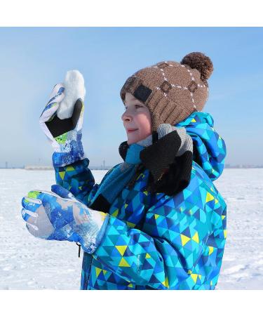 Kids Winter Snow Waterproof Ski Gloves - 2 Pairs Unisex Thermal Watercolor Gloves for Boys and Girls - Anti-Slip & Warm Cold Weather Gear - Buy Online on GoSupps.com