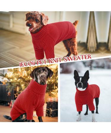 Iecoii Dog Sweater - Warm Turtleneck Knit Sweater for Small Medium & Large Dogs | Winter Clothing for Chihuahua French Bulldog Labrador & More - X-Small Red - Buy Online on GoSupps.com