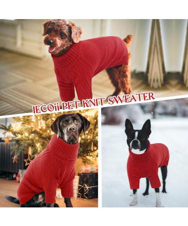 Iecoii Dog Sweater - Warm Turtleneck Winter Clothing for Small Medium & Large Dogs | Red Sweater for Chihuahua French Bulldog & Labrador - Buy Online on GoSupps.com