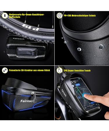 Faireach Waterproof Bicycle Frame Bag | Quick Lock 2L Cell Phone Holder with Touchscreen | Fits Smartphones 5.5-7 inches | Perfect for Cycling Adventures - Buy Online on GoSupps.com