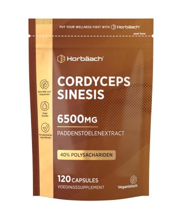 Cordyceps Capsules 6500mg 120 Vegan Capsules with High Strength Cordyceps Sinensis Mushroom Extract from Horbaach