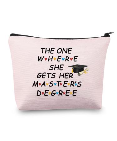 Make-up bag with zipper for Masters degree graduation gift for you "The one where she gets her masters degree Students gifts cosmetic travel bag masters degree bag