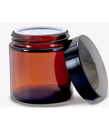 Vivaplex 12 Amber 4 oz Round Glass Jars with Inner Liners and Black Lids - Set of 12 - Buy Online on GoSupps.com