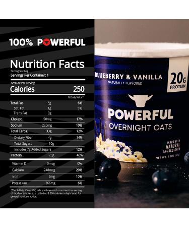 High Protein Blueberry Vanilla Overnight Oats Cup - 20g Protein, Whole Grain, Kosher - 6 Pack - Buy Online on GoSupps.com