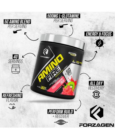 Forzagen Amino Fire | Essential Amino Energy Powder for Pre-Workout | BCAA Energy Boost & Muscle Recovery Drink Mix Enhance Focus & Concentration Dietary Supplement | Strawberry Kiwi 40 Servings - Buy Online on GoSupps.com