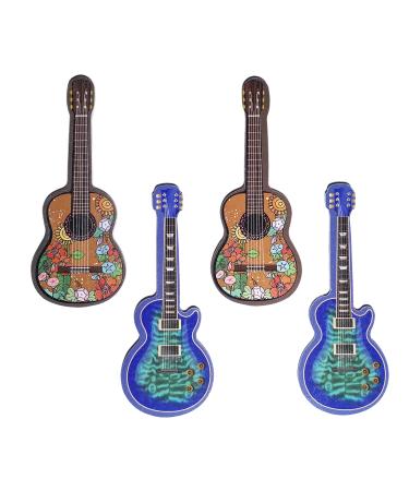 2 Styles Guitar Shaped Nail Files (Pack of 4) Double-Sided Nail File Emery Board 6 inches