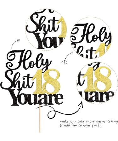 Xsstarmi 1 Pack Holy Shit You are 18 Birthday Cake Topper Glitter Happy 18th Birthday Cake Pick Sweet 18 Eighteen Cheers to 18 Years Cake Decorations for Funny 18th Birthday Party Supplies Pattern 1 18th - Buy Online on GoSupps.com