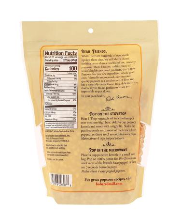 Bob's Red Mill Whole Yellow Popcorn 30oz - Pack of 4 | Non-GMO & Gluten-Free - Buy Online on GoSupps.com