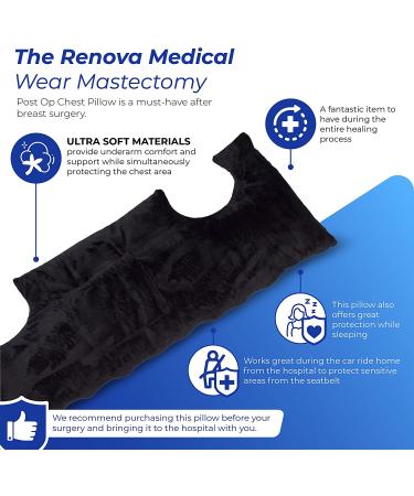 Mastectomy Pillow - Post Surgery Recovery Pillow for Breast & Heart Surgery - Ideal Gift for Surgery Recovery - Black - Buy Online on GoSupps.com