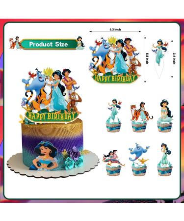 Princess Jasmine Party Decorations 25Pcs Aladdin Theme Cake Cupcake Topper Decorations Princess Jasmine Party Supplies for Kids - Buy Online on GoSupps.com