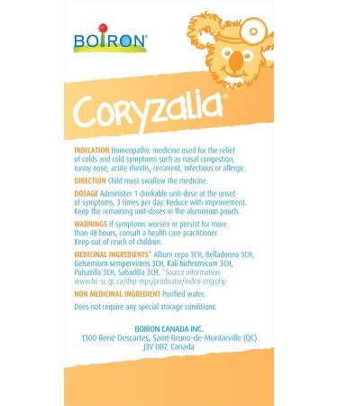 Boiron Coryzalia Children 60 Unit-doses (1 Ml Each) Bonus Pack for Colds and Cold Symptoms 60 Milliliter - Buy Online on GoSupps.com