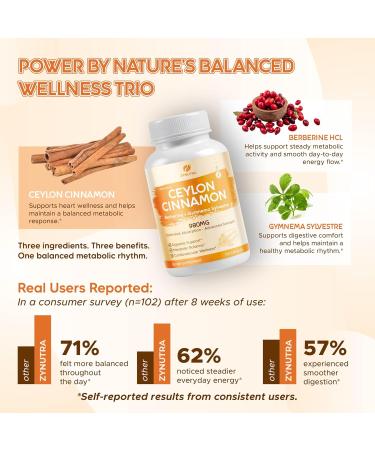 Liposomal Ceylon Cinnamon 980 mg Berberine + Gymnema Sylvestre | Advanced Absorption | Digestive Metabolic & Overall Health Support | 150 Capsules 150 count (pack of 1) - Buy Online on GoSupps.com