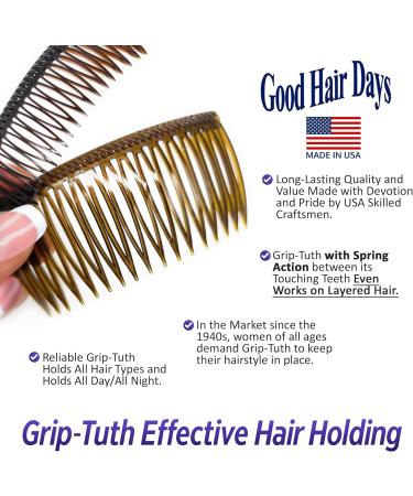 Good Hair Days Grip-Tuth Shorty Combs - Decorative Hair Styling Combs for Fine and Thin Hair - Tortoise Shell 2 Count - Buy Online on GoSupps.com
