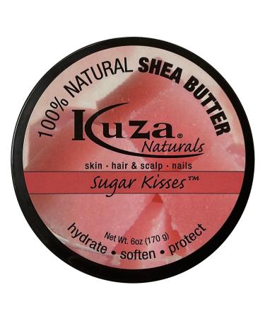 Kuza 100% Organic Shea Butter Skin Hair & Scalp Nails Sugar Kisses 6 Oz