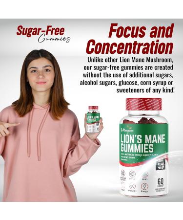 Lion's Mane Gummies 2000mg for Adults - Mixed Berry Flavor - 60 Day Supply - Buy Online on GoSupps.com