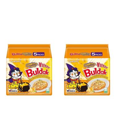 New Samyang Buldak Quattro Cheese Hot Chicken Flavor Ramen Value Bundle Pack of 2 (145g x 5 Pack of 2)