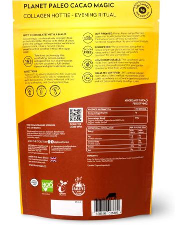 Planet Paleo Pure Collagen - Cacao Magic (264g 25 Servings) | Nutritious Protein-Rich Alternative to Hot Chocolate | Protein Pack Collagen Drink | Free from Dairy Gluten and Sugar Cacao 264g - Buy Online on GoSupps.com