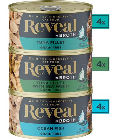Reveal Natural Wet Cat Food 12 Pack - Limited Ingredient Grain Free Canned Cat Food in Broth - Fish Variety, 2.47 oz Cans (12 Pack) - Buy Online on GoSupps.com