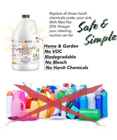 MaxTite High-Strength 20% Vinegar for Home & Garden Cleaning - 1 Gallon (128 Fl Oz) - Effective Eco-Friendly Cleaning Solution for International Shipping - Buy Online on GoSupps.com