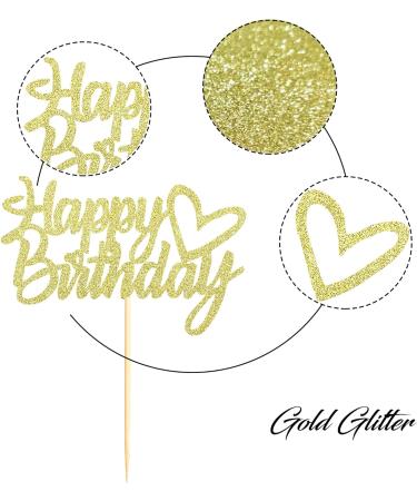 Sumerk Gold Glitter Happy Birthday Cake Topper 1PC Cake Toppers for Birthday Party Decorations Supplies - Buy Online on GoSupps.com