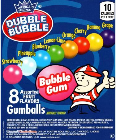 Bubble Gumballs 8 Assorted Fruit Flavours - Approx 440 Small Gum Balls Packed in a sealed Pouch Ideal For Gumball Machine Refill - Buy Online on GoSupps.com