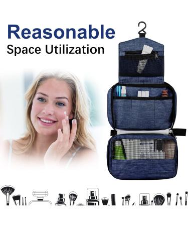 Januts Hanging Travel Toiletry Bag - Waterproof Makeup Organizer for Women & Men | Multifunctional Wash Bag with 2 Drawstring Pouches - Cyan - Buy Online on GoSupps.com