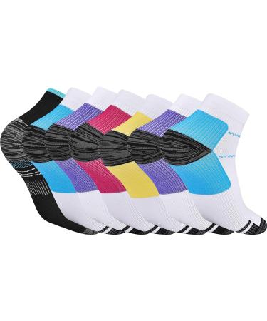 Shop Pnosnesy 6/7 Pairs Compression Socks for Men & Women - Plantar Fasciitis Low Cut Sports Socks (SM MIX 3-7 Pair) - Comfort & Support Worldwide - Buy Online on GoSupps.com