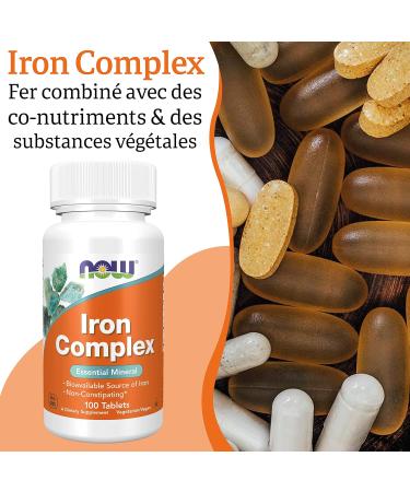 Now Foods Iron Complex (Iron Complex) 27mg 100 Vegan Tablets Lab Tested Iron Vitamins Gluten Free Soy Free Vegetaria - Buy Online on GoSupps.com