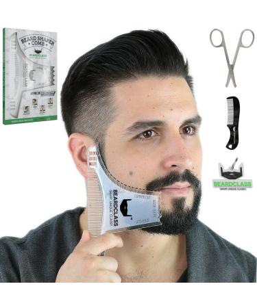 Beardclass Beard Shaping Tool - 8 in 1 Comb Multi-liner Beard Shaper Template Comb Kit Transparent - Works with any Beard Razor Electric Trimmers or Clippers (Clear)