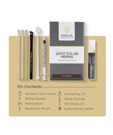 Spot Color Henna Hair Dye Kit - 5g - Professional Tinting for Grey Hair - Dark Brown Shade - With Nourishing Oil & Application Brush - Buy Online on GoSupps.com