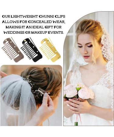 Chunni Clips with Safety Invisibility Pin Comb Wig Clips 10 Teeth Small Snap Comb Wig Clips for Hair Extensions and fixed Dupatta Muslim Hijab Tikka - Buy Online on GoSupps.com