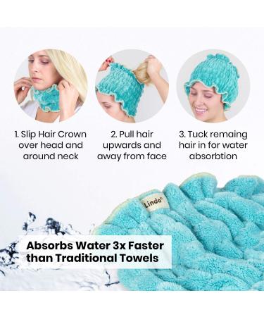 Lindo Hair Crown | Fast-Drying Hair Towel | Ultra Soft Microfiber | Absorbs Water 3X Faster | One Size Fits Most (Mint) - International Shipping Available - Buy Online on GoSupps.com