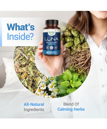Nested Naturals Luna Sleep Supplement Melatonin Free Non-Habit Forming Herbal Sleep Supplement Adult Bedtime Support Help Sleeping w/Chamomile Valerian L-Theanine 60 Vegan Capsules Luna Herbal Melatonin Free - Buy Online on GoSupps.com