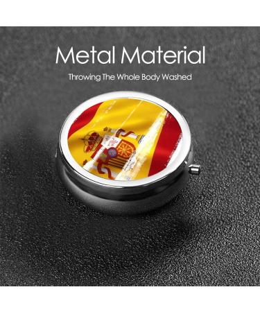 Spain Flag Portable Metal Pill Box - 3-Compartment Travel Organizer for Small Pills - Hinged Fastening Design - Buy Online on GoSupps.com