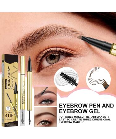 Waterproof eyebrow pen makeup pencil with gel natural look smudge proof cosmetics feminine beauty supplies for dating gym daily travel business work school sports d - Buy Online on GoSupps.com