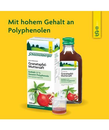 Schoenenberger Pomegranate Mother Juice - Organic 600ml (3x200ml Glass Bottles) - Dietary Supplement with 1.7% Polyphenol - Natural Clean Juice - Buy Online on GoSupps.com