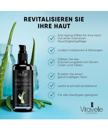 yaluron Serum hochdosiert - Aloe Vera Serum f r Gesicht - Anti Aging Feuchtigkeitsserum f r glatte weiche ebenm ßige - Buy Online on GoSupps.com