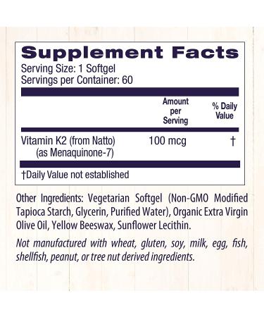 Healthy Origins Vitamin K2 MK-7 Supplement 100 mcg - 60 Count for Bone & Heart Health - Buy Online on GoSupps.com