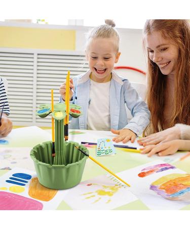Paint Brush Cleaner Rinse Cup Basin - All-in-One Brush Cleaning Washer Tank with Organizer, Palette, and Holder - Ideal for Artists, Kids, Acrylic, Watercolor, Oil Painting - Cute Flower Pot Design in Green - Buy Online on GoSupps.com
