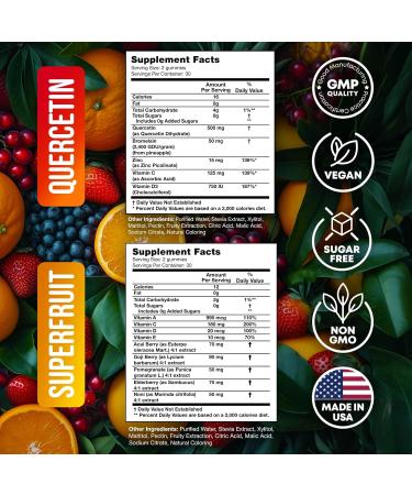 Joyli Quercetin & Superfruit Gummies Bundle Immune & Antioxidant Support Vegan Multivitamin Formula with Vitamins A C D E Zinc Goji & Elderberry 2 Pack for Adults - Buy Online on GoSupps.com